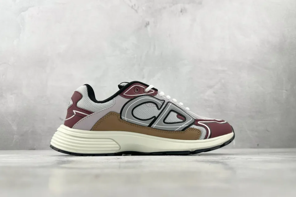 Christian Dior B22 sneaker CD pink grey brown mesh leather with white sole