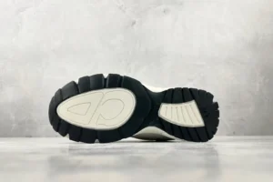 Dior B22 Style 3SH012YJF White Black rubber sole sneaker with embossed Dior logo outsole