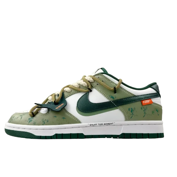 Nike Dunk Low Off White Forest Green white green leather sneakers