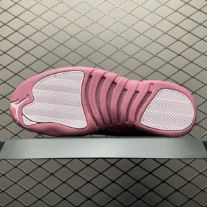 Nike Air Jordan 12 Retro pink white rubber outsole sneakers with textured grip pattern