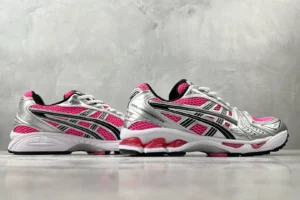 Asics Gel-Kayano 14 pink silver black mesh and synthetic sneakers