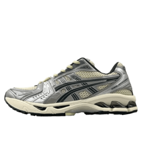 Asics GEL-Kayano 14 cream black silver mesh synthetic sneakers