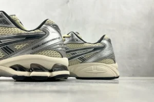 ASICS Gel-Kayano 14 beige silver black mesh leather sneakers with gel cushioning sole