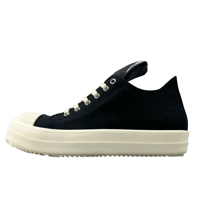 Rick Owens DRKSHDW Tread Slick black ivory canvas leather sneakers