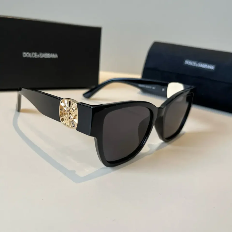 Dolce & Gabbana sunglasses black acetate frame gold logo detail accessories with branded case