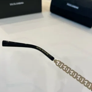 Dolce & Gabbana DG1346 sunglasses black acetate frame gold metal logo temples accessory