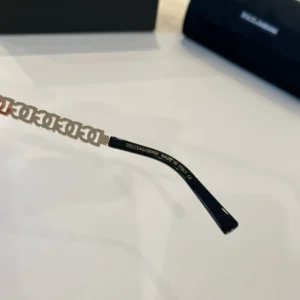 Dolce & Gabbana sunglasses black acetate temples metal logo chain accessory made in Italy