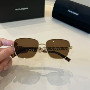 Dolce & Gabbana sunglasses DG432 gold metal frame brown lenses acetate temples accessory