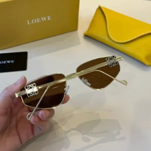 Loewe sunglasses gold metal frame brown lens luxury lightweight design with logo detailing