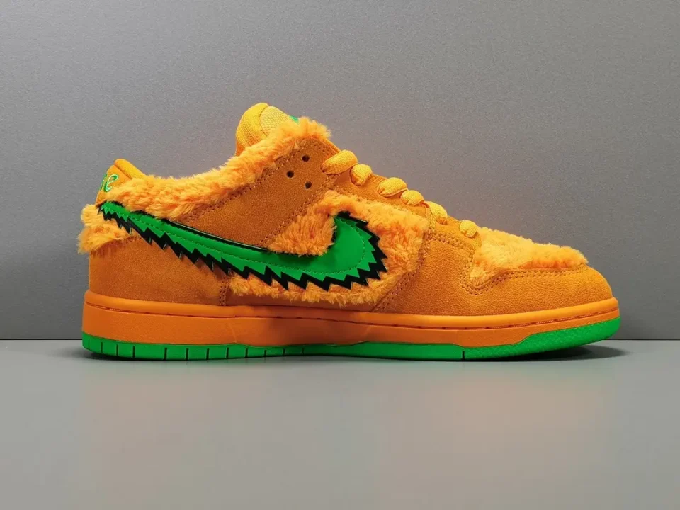 Nike Dunk Low Grateful Dead Orange Green fuzzy suede sneakers