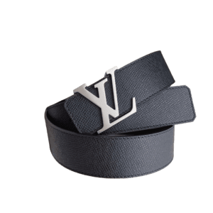 Replica Louis Vuitton men's palm print belt with stainless steel LV buckle, double-sided calf leather, 40mm width.