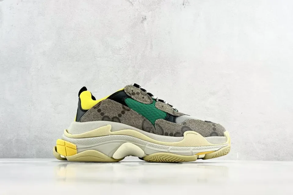 Gucci Rhyton sneaker beige brown green yellow canvas leather multicolor sole shoes