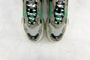 Balenciaga Triple S sneakers green black grey beige mesh leather with size 42 on toe box