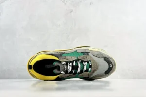 Balenciaga Triple S sneaker green grey yellow mesh suede leather sneakers