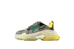 Gucci Rhyton sneaker green yellow camouflage leather mesh low-top shoes