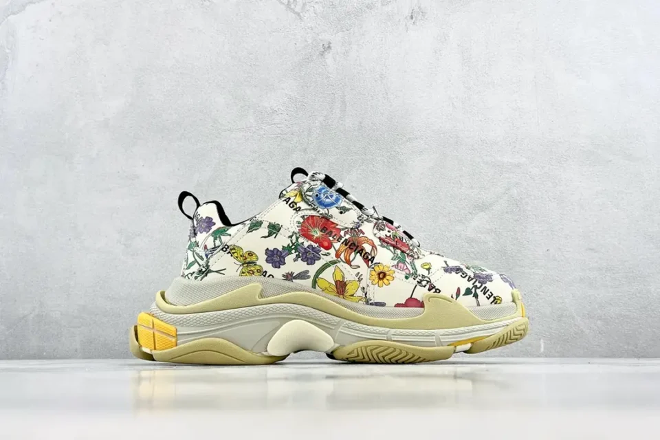 Balenciaga Track sneaker multicolor floral print canvas and mesh upper chunky sole shoes