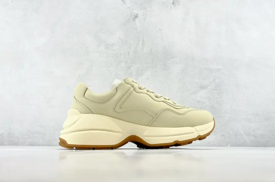 Balenciaga Triple S sneakers beige leather chunky sole gum rubber outsole