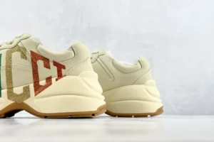 Gucci Rhyton sneakers off-white leather multicolor glitter logo chunky sole shoes