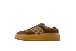 Gucci Chunky sneakers in brown and tan, featuring signature logo pattern and thick sole, priced at 9 on RepsGoat.