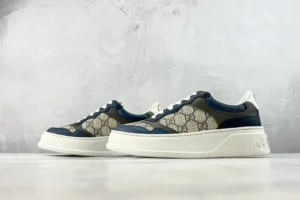 Gucci Screener sneakers beige blue GG canvas leather white sole low-top shoes