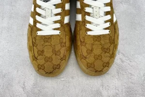 Gucci Screener sneaker brown GG canvas white leather stripes rubber sole shoes