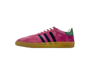 Gucci Screener Vintage Style 683492 purple suede black stripe green heel rubber sole sneakers