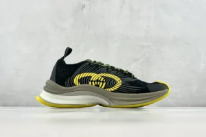 Gucci Rhyton sneaker black yellow mesh leather rubber sole sports shoe