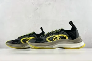 Gucci Rhyton sneakers black yellow gray mesh rubber sole lightweight running shoes