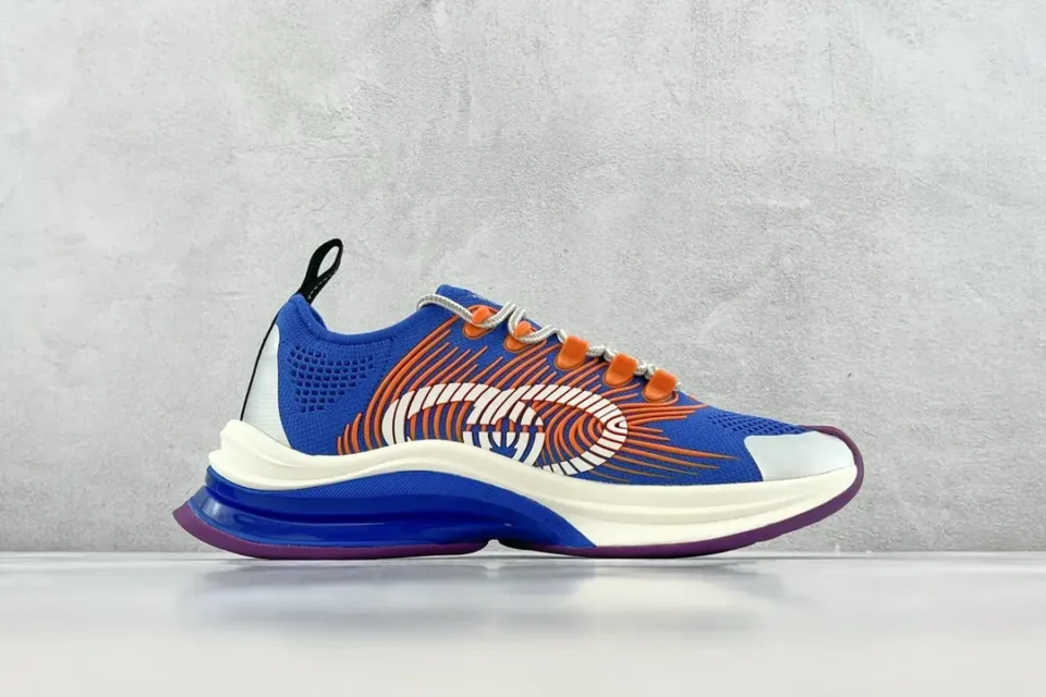 Chanel Trainer sneaker blue orange white mesh leather sole purple outsole sneakers