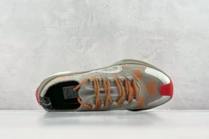 Gucci Rhyton sneaker grey orange GG print mesh fabric with rubber sole and red accents