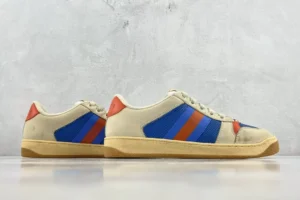 Gucci Screener sneakers beige blue orange leather and suede low-top shoes
