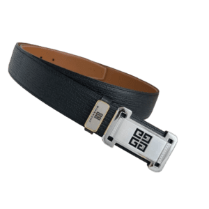 Givenchy belt black leather silver buckle reversible design luxury accessory