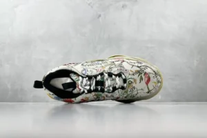 Balenciaga Triple S white floral print multicolor leather sneakers with chunky sole and black laces
