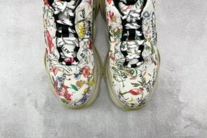 Balenciaga Triple S floral print white leather sneakers multicolor pattern chunky sole
