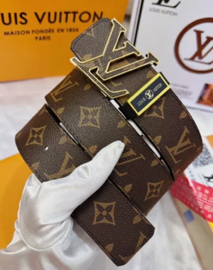 Louis Vuitton belt brown monogram coated canvas gold-tone LV buckle luxury accessory