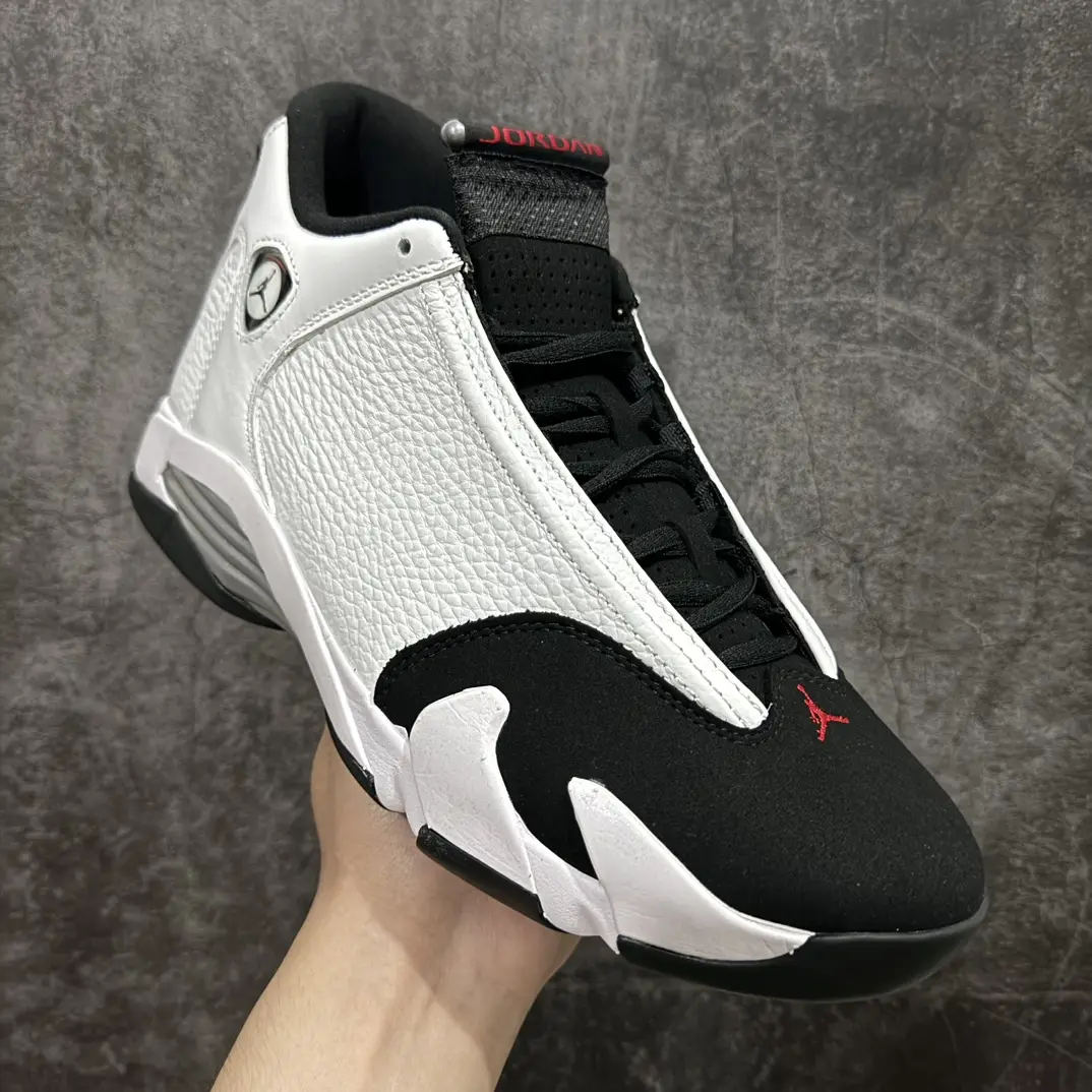 Nike Air Jordan 14 Retro OG white black red leather and suede sneakers