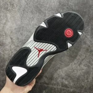 Nike Air Jordan 14 OG black white red rubber sole sneakers with signature Jumpman logo