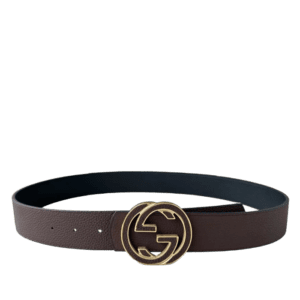 Gucci GG belt brown leather gold double G buckle luxury accessory