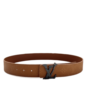 Louis Vuitton belt brown leather monogram canvas black LV buckle accessory