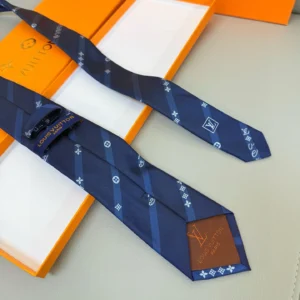 Louis Vuitton tie blue silk necktie with monogram pattern luxury accessory