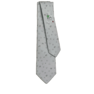Hermes tie light gray silk fabric with subtle logo pattern accessory