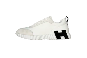 Hermes Trail sneaker white black leather mesh low-top shoes