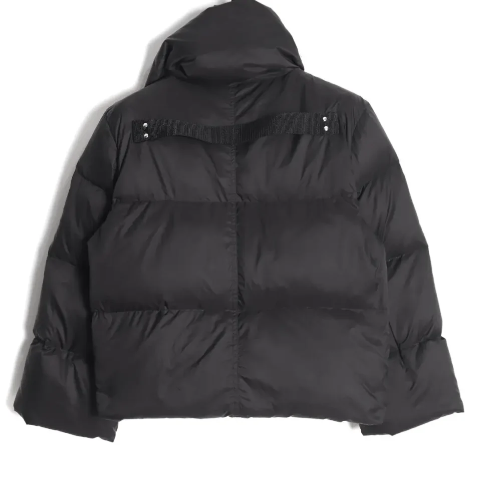 The North Face puffer jacket black polyester winter coat with hood and back strap detail