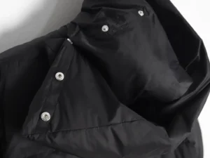 RepsGoat black puffer jacket windproof nylon outerwear with silver snap button closures