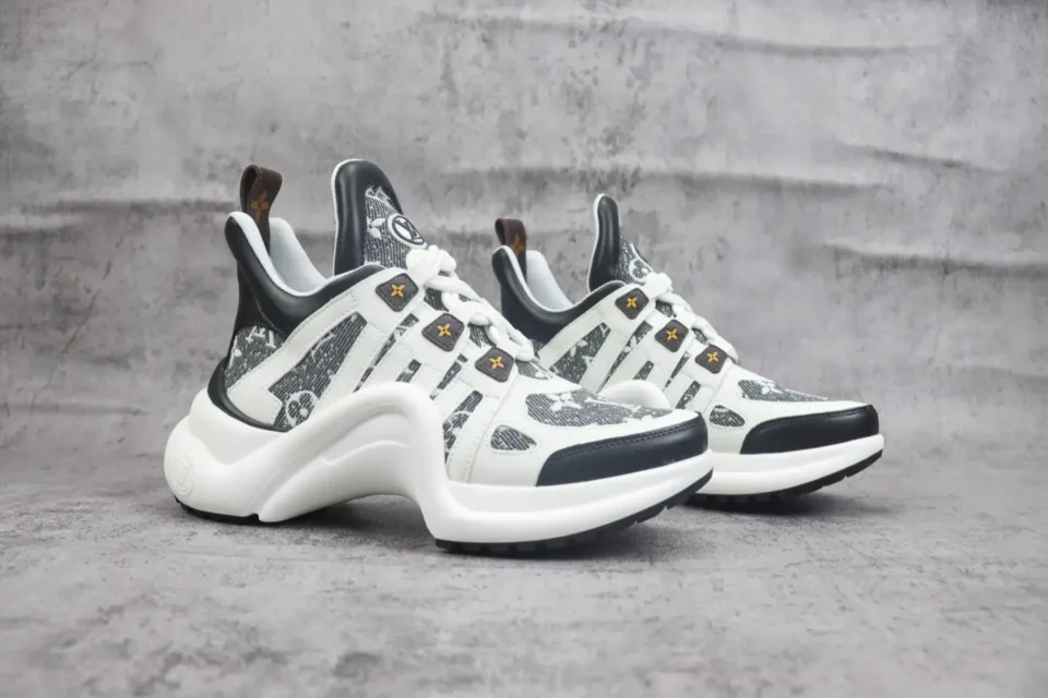 Louis Vuitton Archlight sneakers LV monogram black white textile leather with oversized sole and laces