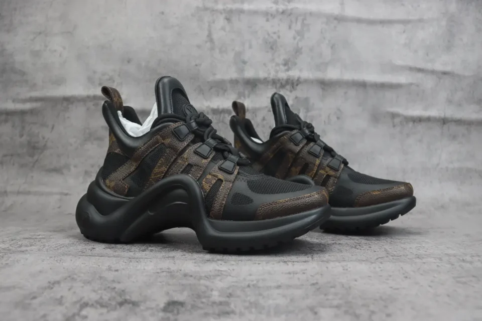 Louis Vuitton Archlight LV monogram black brown canvas mesh sneakers with rubber sole