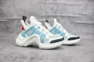 Louis Vuitton Archlight Sneakers 1A8O5J cloud white blue red leather mesh trim