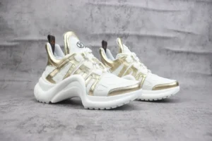 Louis Vuitton Archlight sneakers white gold leather and mesh colorway with distinctive oversized sole