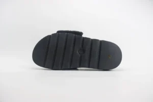 Unknown brand black sole sandal shoe with textured rubber bottom and size 41 marking