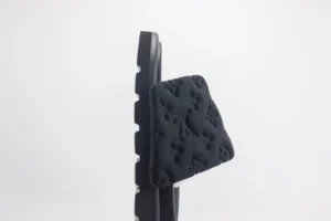 Louis Vuitton Mule Slide sandals black embossed monogram fabric rubber sole slippers